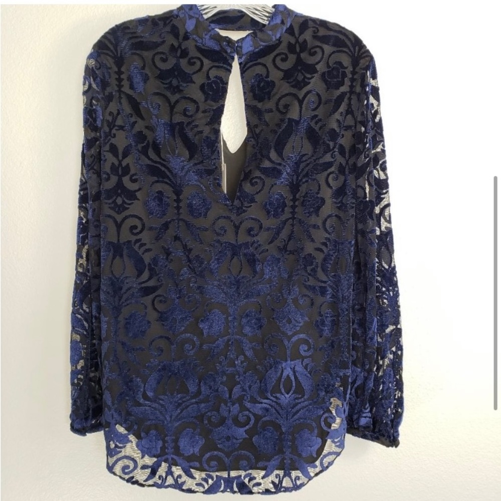 Amanda Uprichard Burnout Velvet Keyhole Top S NWT